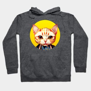 Cat In Kimono Rising Sun Circle Design Hoodie